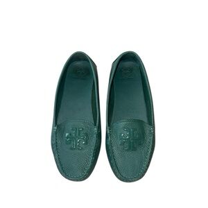 Tory Burch Lowell 2 Driver Green Tumbled Leather Slip‎ On Loafer Size 8.5